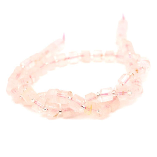 Rose Quartz Diamond Cut, Faceted 5x8-8x10mm Tube - 15-16 Inch