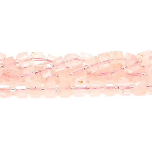 Rose Quartz Diamond Cut, Faceted 5x8-8x10mm Tube - 15-16 Inch