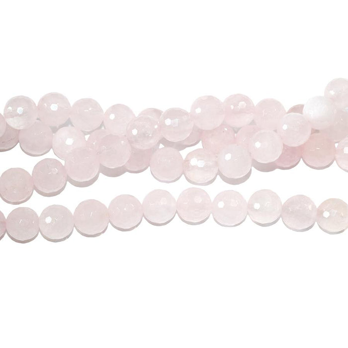 Rose Quartz 8mm Faceted Round 8-Inch