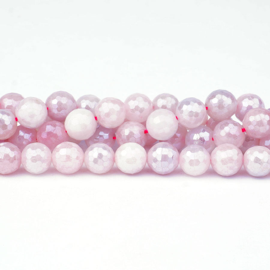 Rose Quartz Plated 8mm Round Faceted - 15-16 Inch