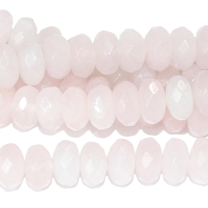 Rose Quartz 8mm Faceted Rondelle 8-Inch