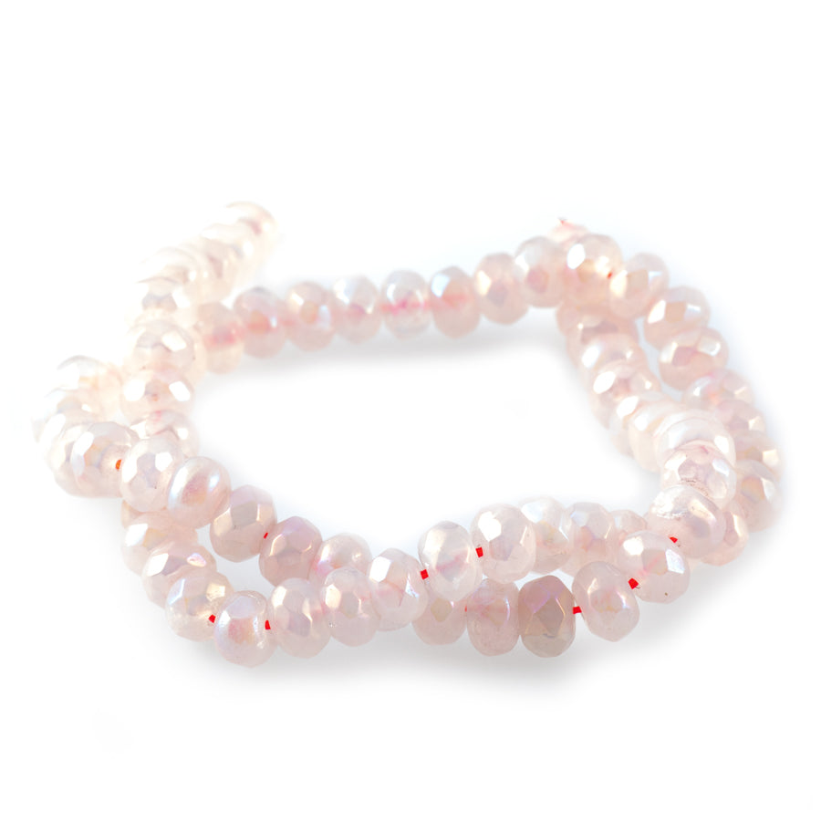 Rose Quartz 8mm Rainbow Plated Rondelle Faceted - 15-16 inch