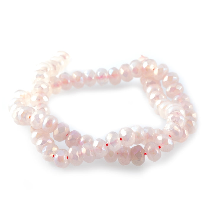 Rose Quartz 8mm Rainbow Plated Rondelle Faceted - 15-16 inch - CLEARANCE