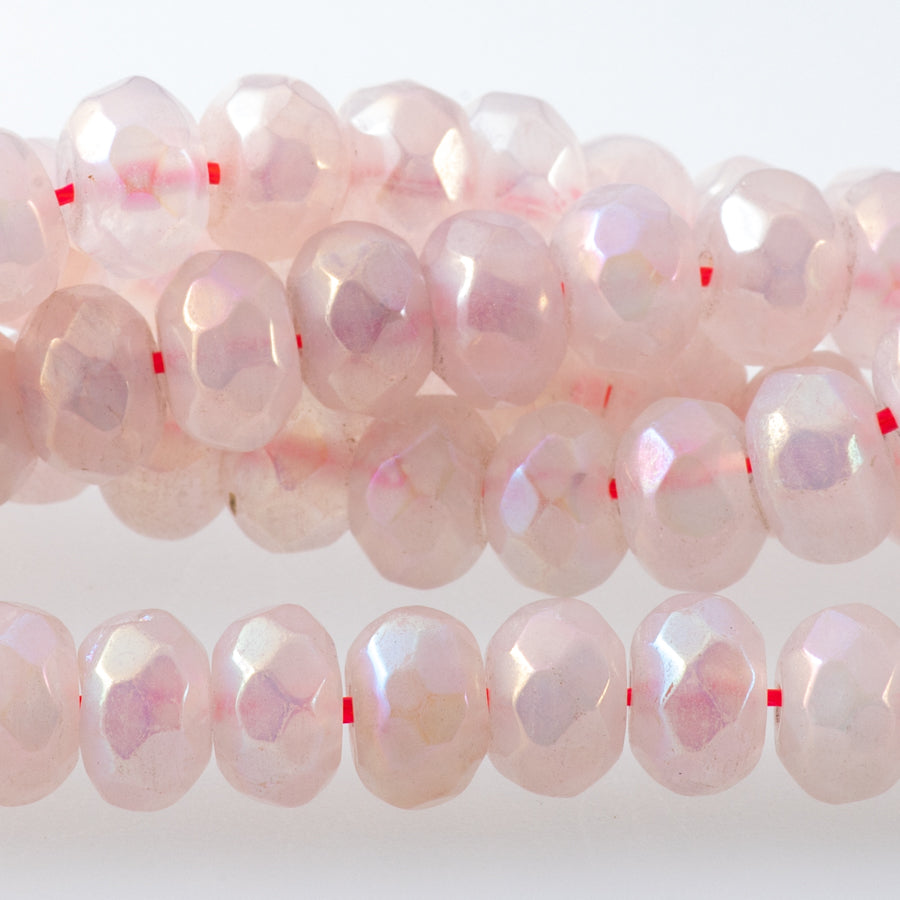 Rose Quartz 8mm Rainbow Plated Rondelle Faceted - Limited Editions - 15-16 inch