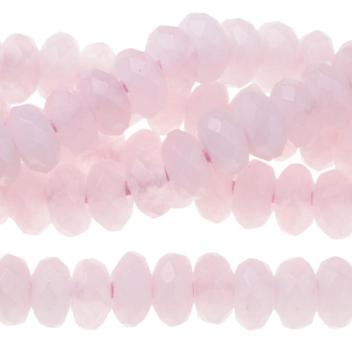 Rose Quartz 8mm Faceted Rondelle Large Hole 8-Inch