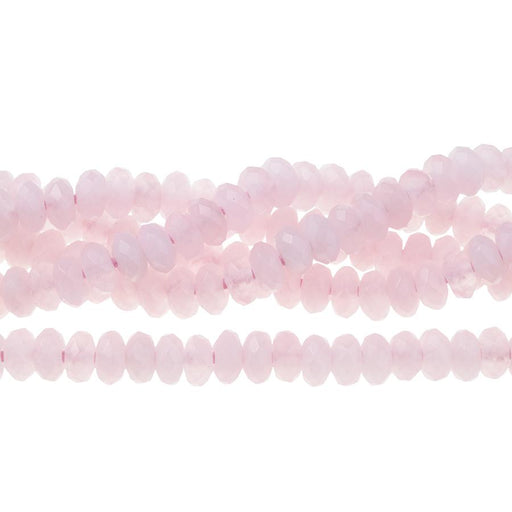 Rose Quartz 8mm Faceted Rondelle Large Hole 8-Inch