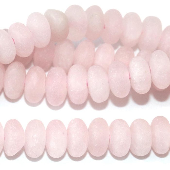 MATTE Rose Quartz 8mm Large Hole Rondelle 8-Inch