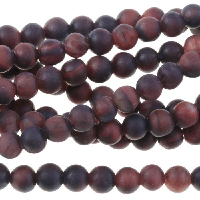 MATTE Red Tiger Eye 4mm Round 15-16 Inch