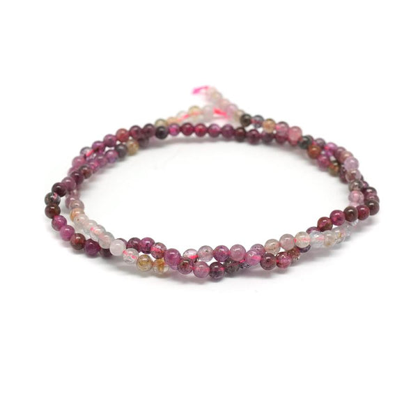 This is a Dakota Stones 3mm Ruby Banded Gemstone strand with round beads in 15-16 inch strand.