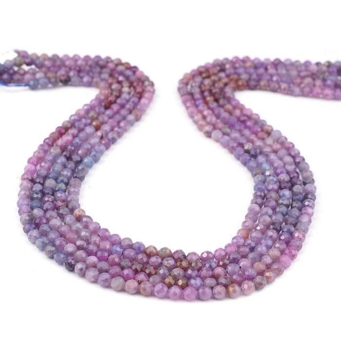 Purple Ruby Natural 4mm Faceted Round Banded - 15-16 Inch