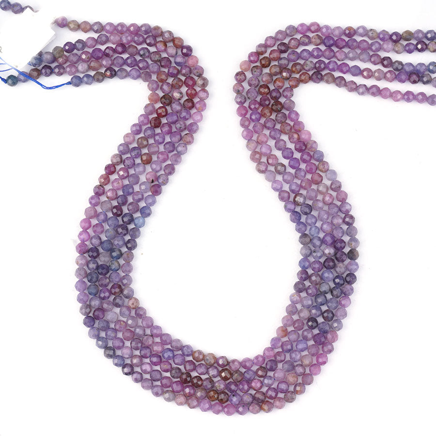Purple Ruby Natural 4mm Faceted Round Banded - 15-16 Inch
