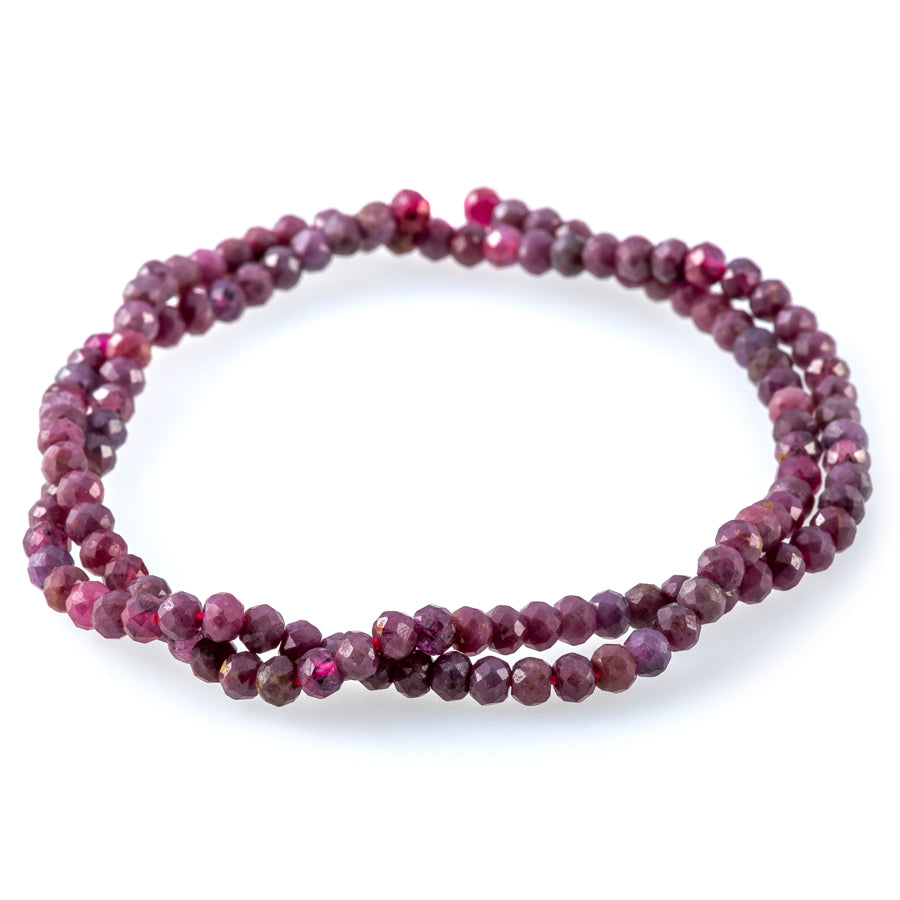 Ruby 4mm Rondelle Faceted - 15-16 Inch