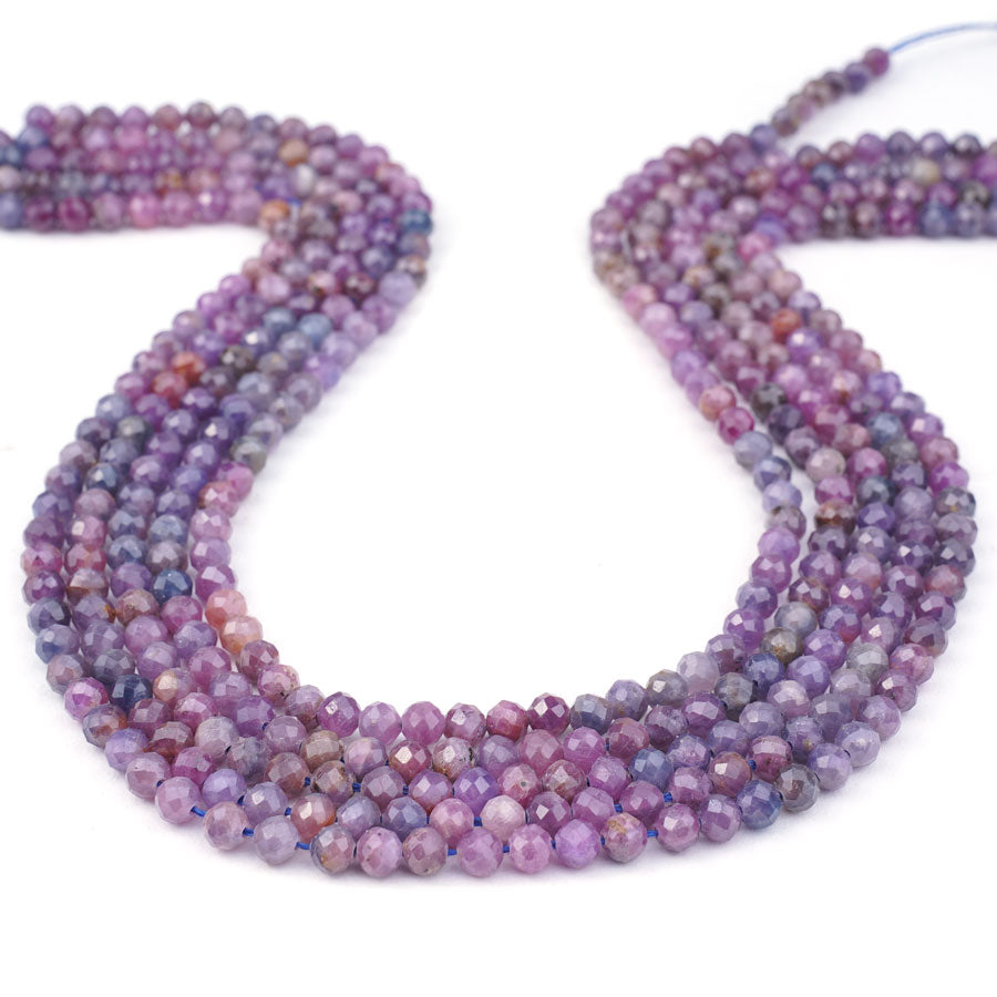 Ruby Purple Natural 5mm Faceted Round Banded - 15-16 Inch