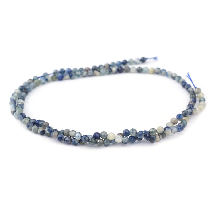 Sapphire Flower Natural 3mm Faceted Round Banded - 15-16 Inch