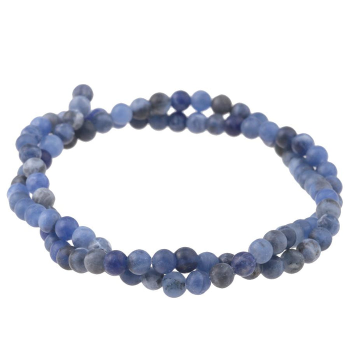 MATTE Sodalite 4mm Round 15-16 Inch