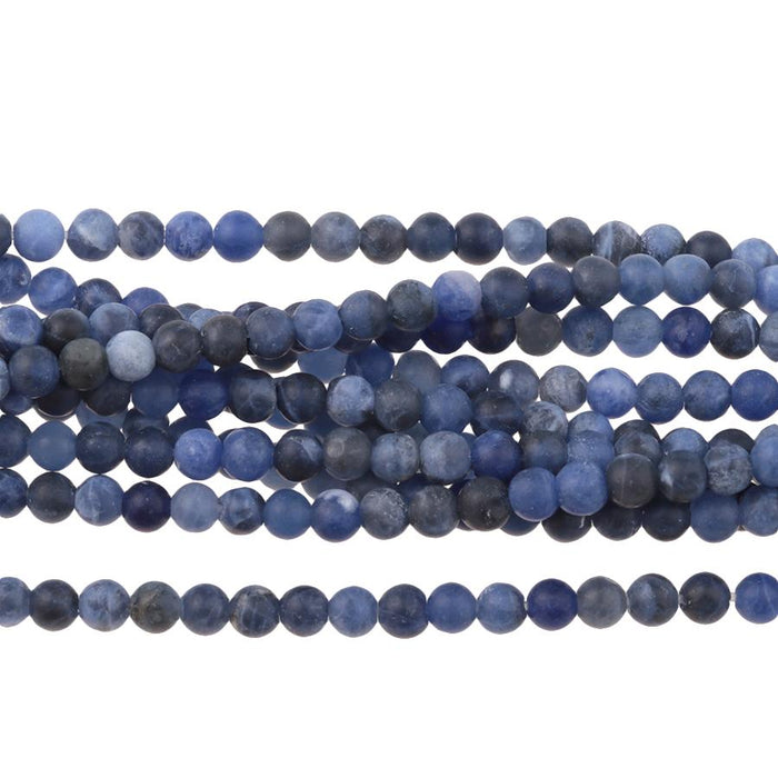 MATTE Sodalite 4mm Round 15-16 Inch