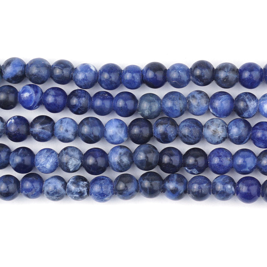 Sodalite Natural 6mm Round Large Hole Beads - 8 Inch