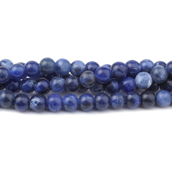 Sodalite Natural 6mm Round Large Hole Beads - 8 Inch