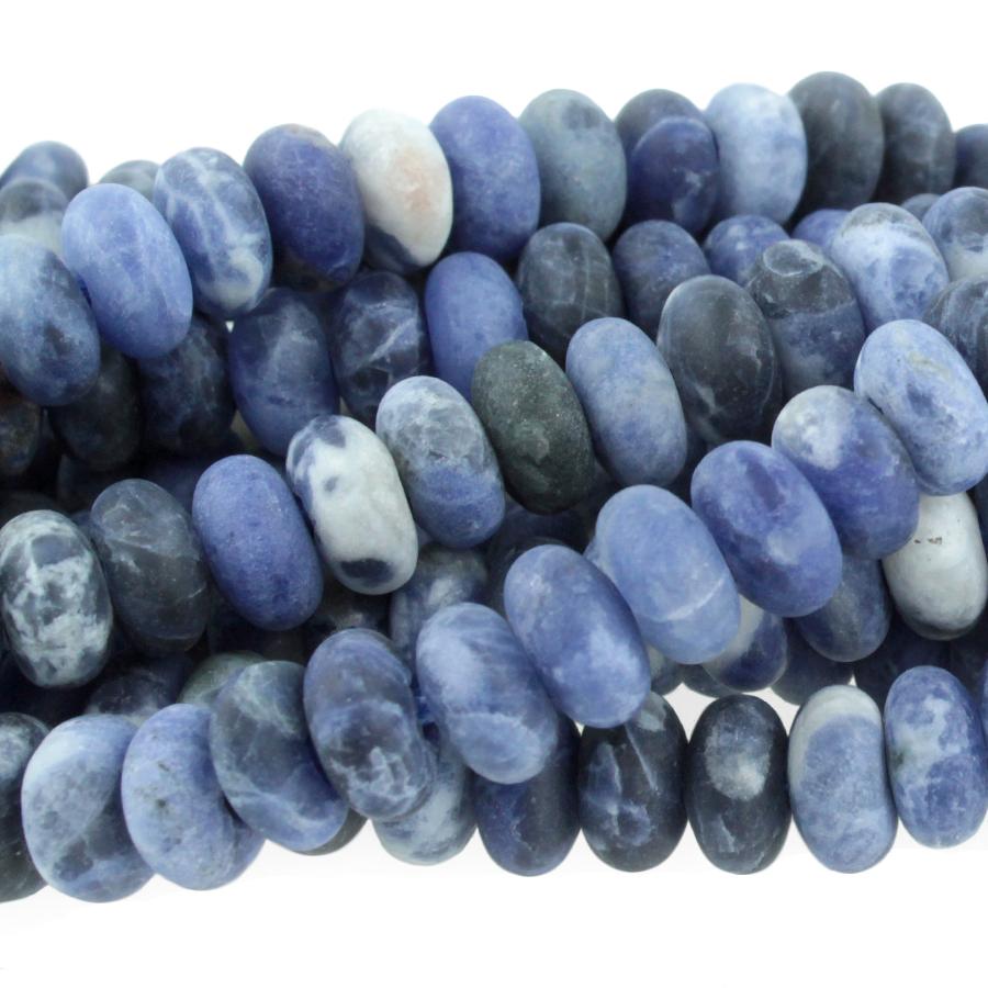 MATTE Sodalite 8mm Large Hole Rondelle 8-Inch