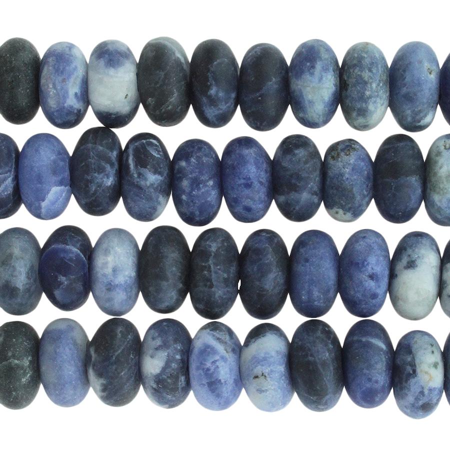 MATTE Sodalite 8mm Large Hole Rondelle 8-Inch