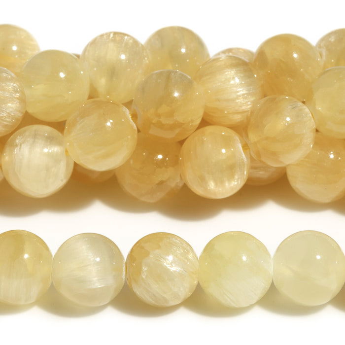 Golden Selenite 10mm Round (Natural) - 15-16 Inch