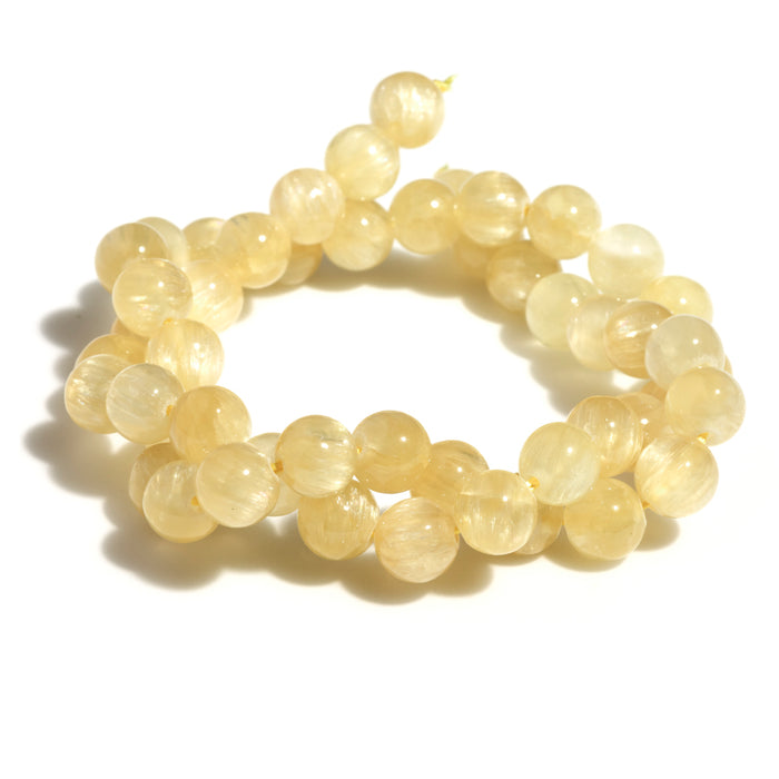 Golden Selenite 8mm Round (Natural) - 15-16 Inch