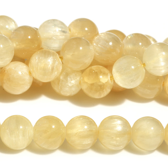 Golden Selenite 8mm Round (Natural) - 15-16 Inch