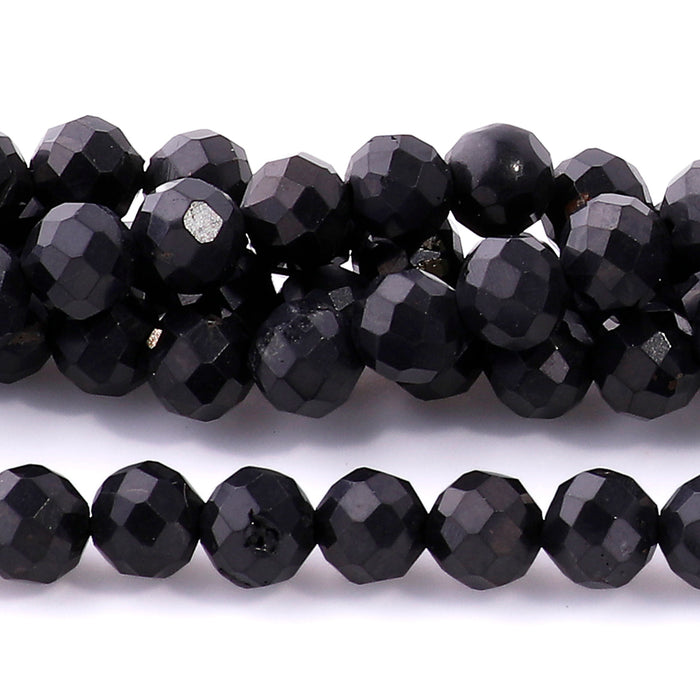 Shungite Faceted 6mm Round - 15-16 Inch