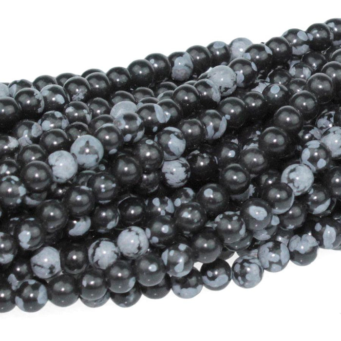 Snowflake Obsidian 4mm Round 8-Inch