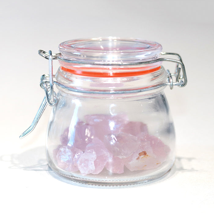 Rose Quartz Mixed Size Rough Stones Gem Jar - DS ROCK SHOP