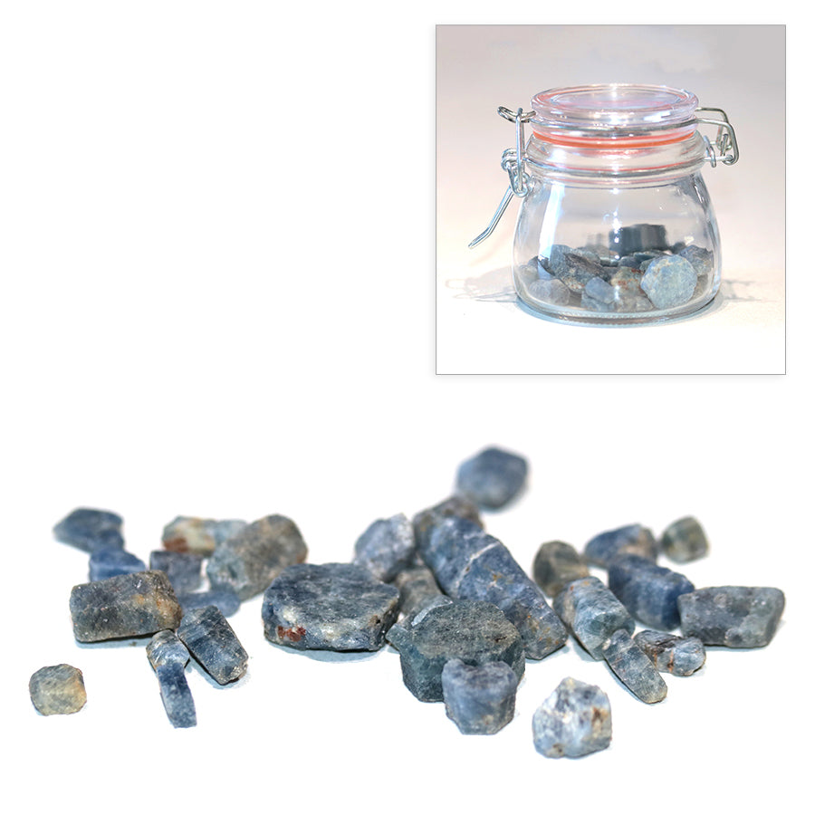 Blue Sapphire Mixed Size Rough Stones Gem Jars - DS ROCK SHOP