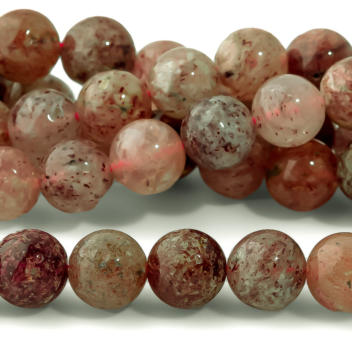 Strawberry Quartz Cherry 10mm Round A Grade - 15-16 Inch