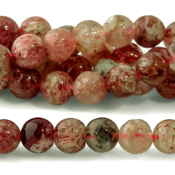 Strawberry Quartz Cherry 6mm Round A Grade - 15-16 Inch