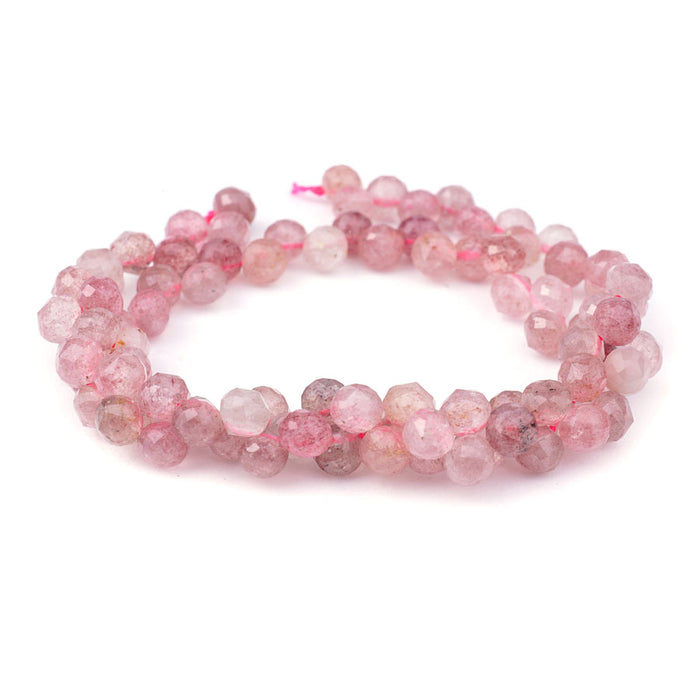 This is a Dakota Stones 6mm Strawberry Quartz Diamond Cut Gemstone strand with natural tear drop beads in 15-16 inch strand.
