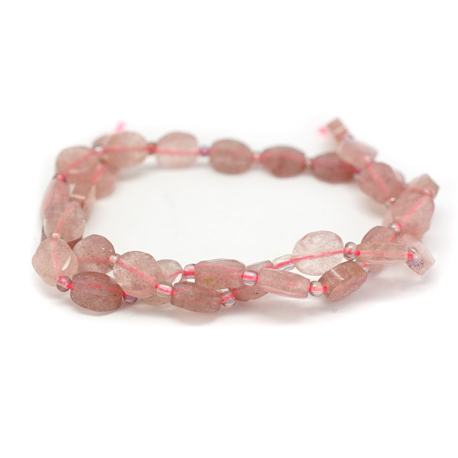 Strawberry Quartz 8x10mm Oval Faceted, Free Form - 15-16 Inch