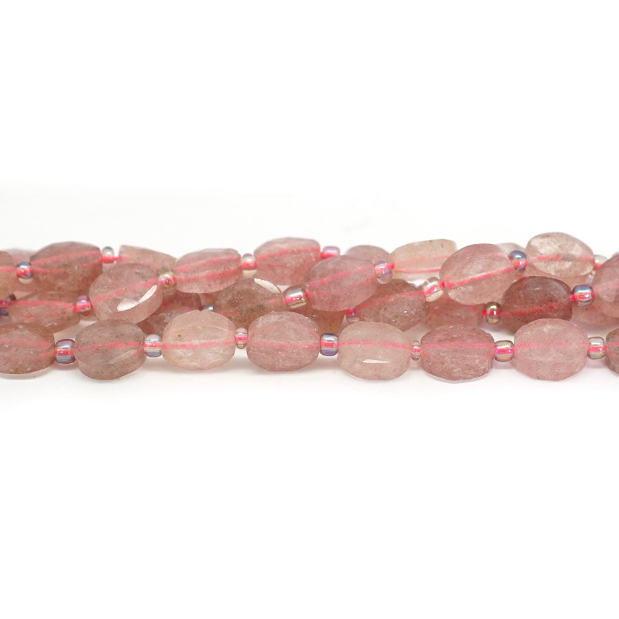 Strawberry Quartz 8x10mm Oval Faceted, Free Form - 15-16 Inch