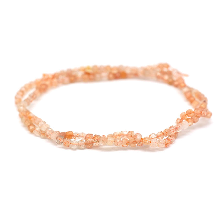 Sunstone 2mm Faceted Cube - 15-16 Inch