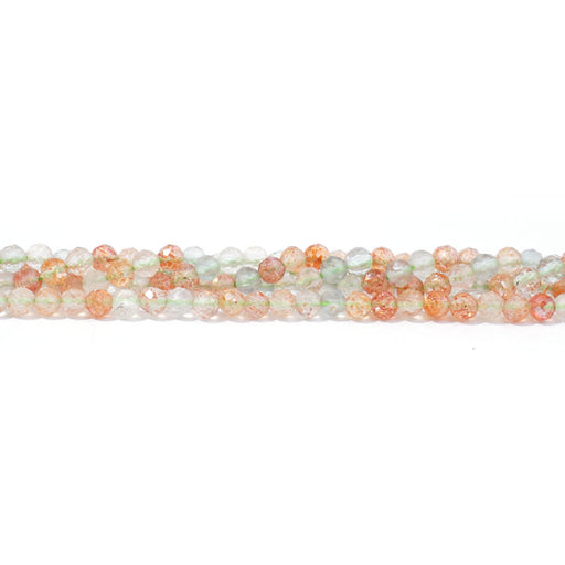 This is a Dakota Stones 3mm Arusha Sunstone Gemstone strand with faceted round beads in 15-16 inch strand.