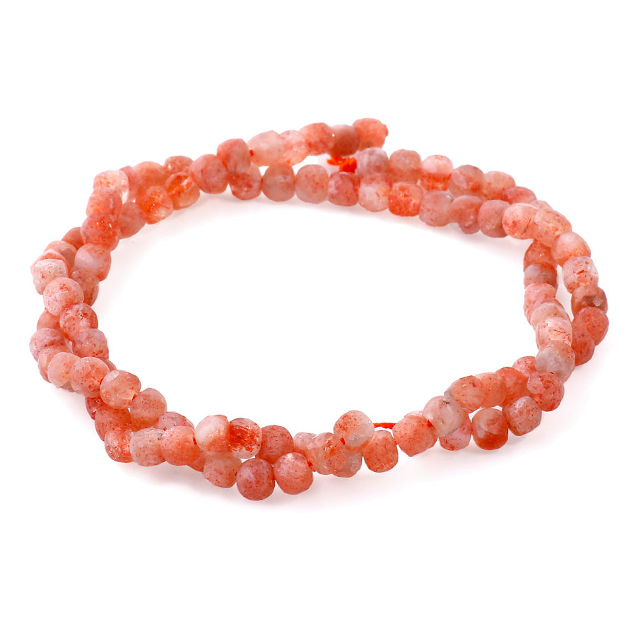 Sunstone Faceted 4-4.5mm Cube - 15-16 Inch