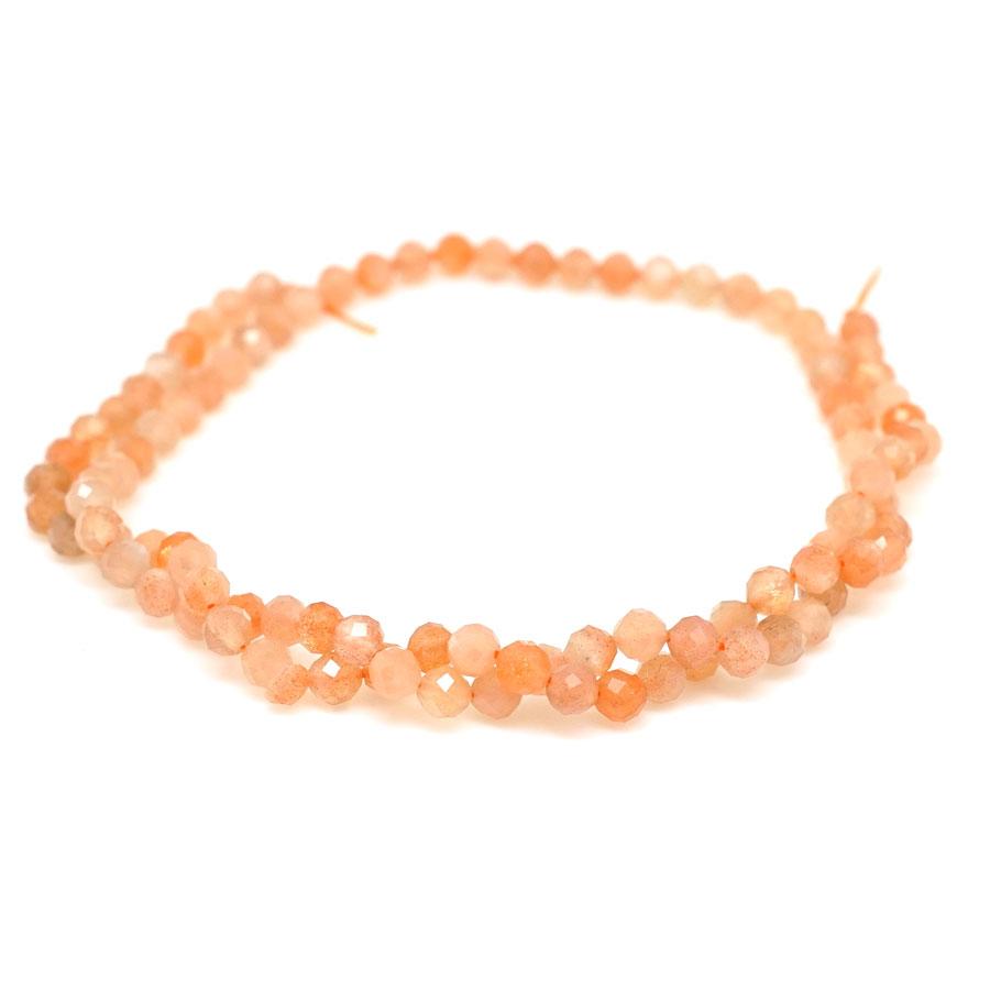 Sunstone Diamond Cut, Faceted 4mm Round - 15-16 Inch
