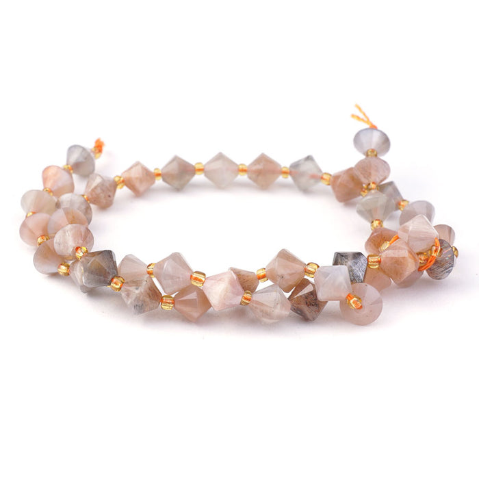 Golden Sunstone Rainbow Natural 8mm Bicone Faceted - 15-16 Inch