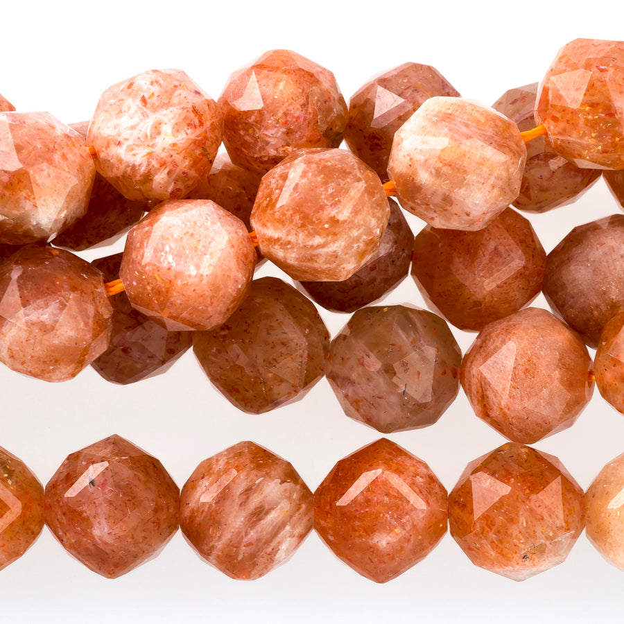 Golden Sunstone 8mm Double Heart Faceted - 15-16 Inch