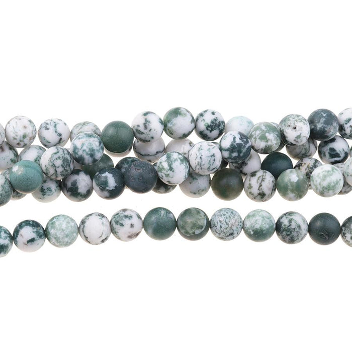 MATTE Tree Agate 10mm Round 15-16 Inch