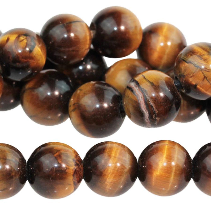 Tiger Eye 10mm Round Large Hole 8-Inch