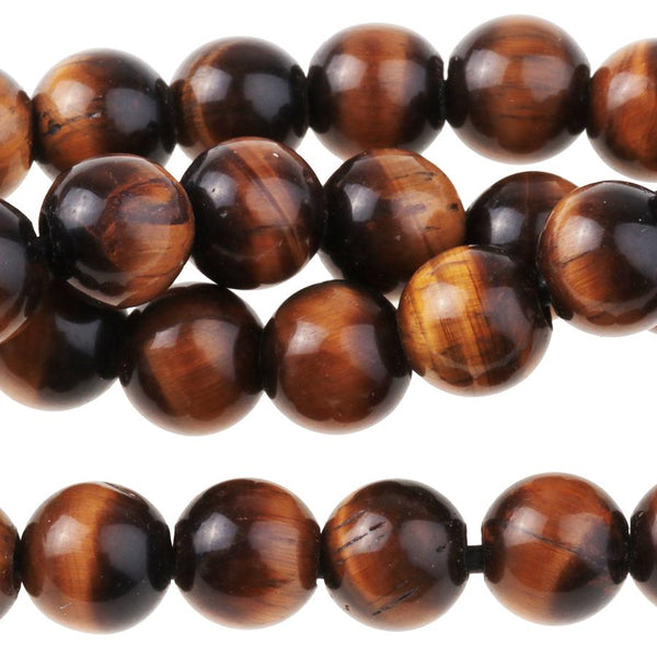 This is a Dakota Stones 8mm Tiger Eye Large Hole Gemstone strand with round beads in 8 inch strand.