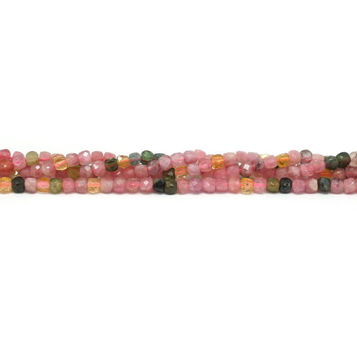 Multi Tourmaline 2mm Faceted Cube - 15-16 Inch