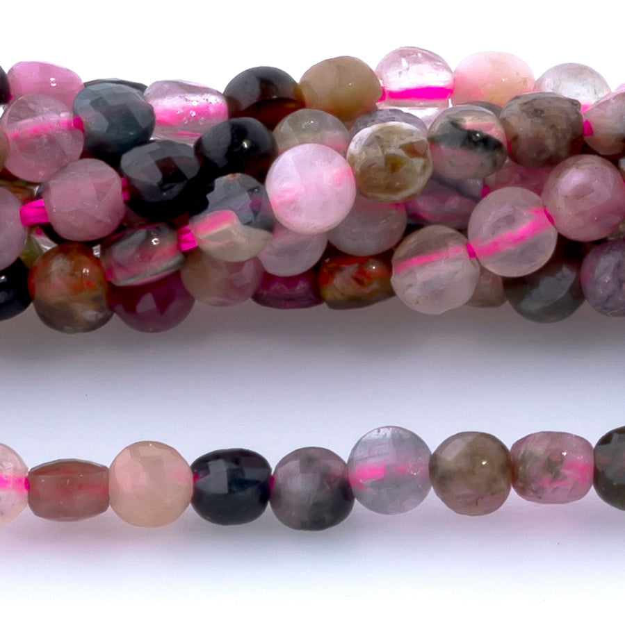 Multi Tourmaline 2mm Faceted Coin - 15-16 Inch