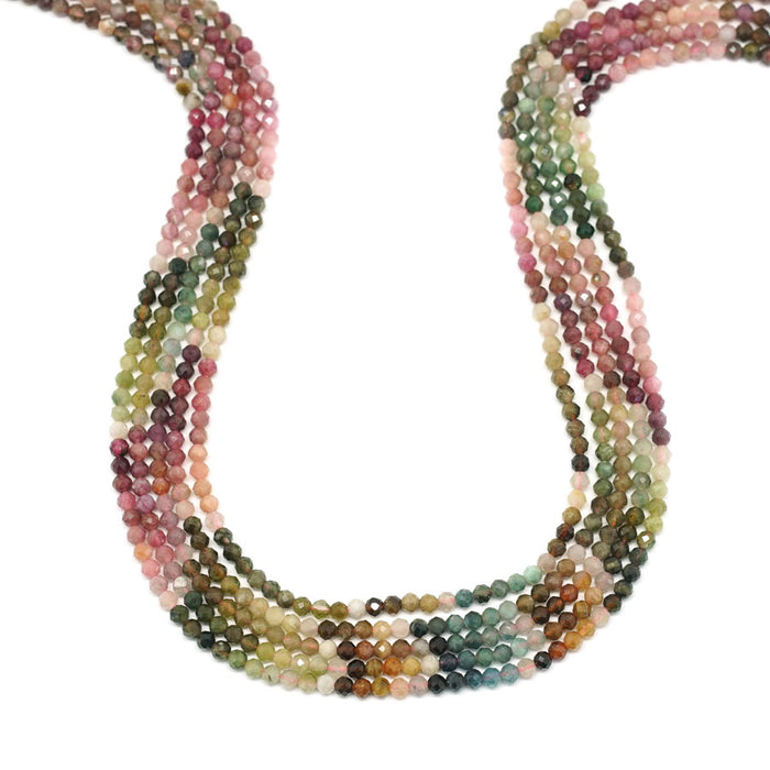 Multi Banded Tourmaline 3mm Faceted Round - 15-16 Inch
