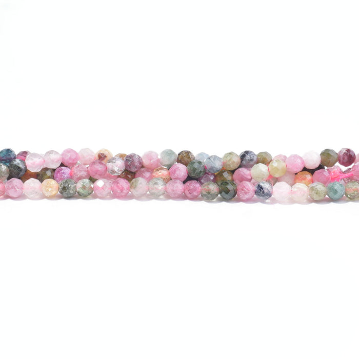 Multi Tourmaline 3mm Round Faceted- 15-16 Inch