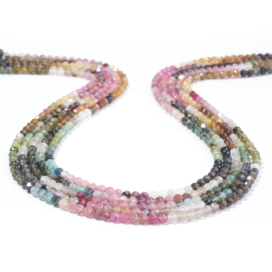 Multi Tourmaline 3mm Round Faceted AA Grade Banded - 15-16 Inch